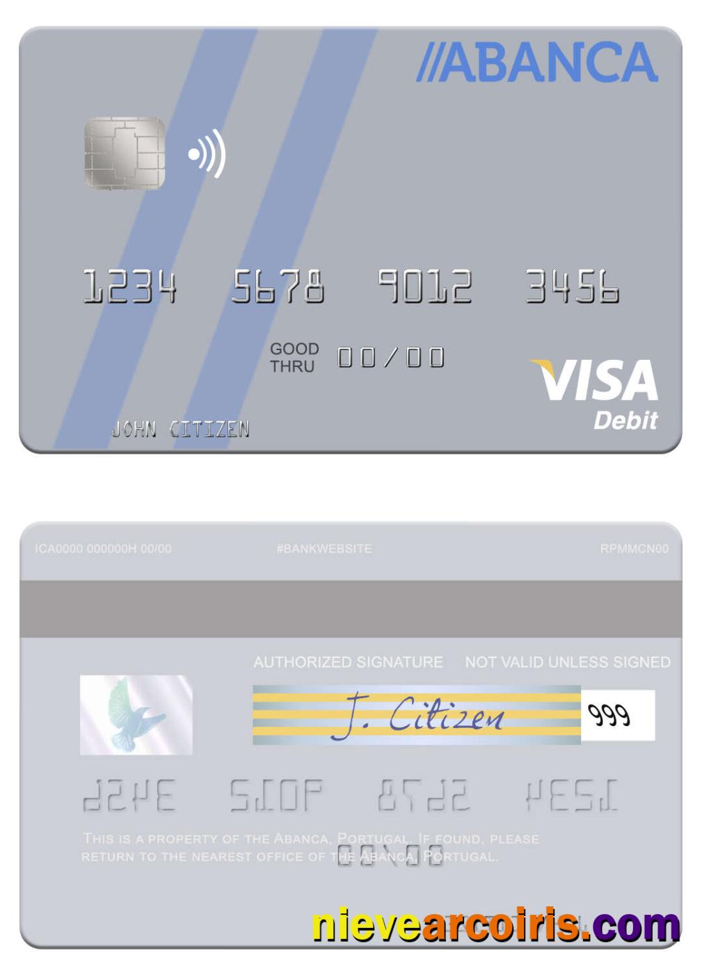 Portugal Abanca visa debit card